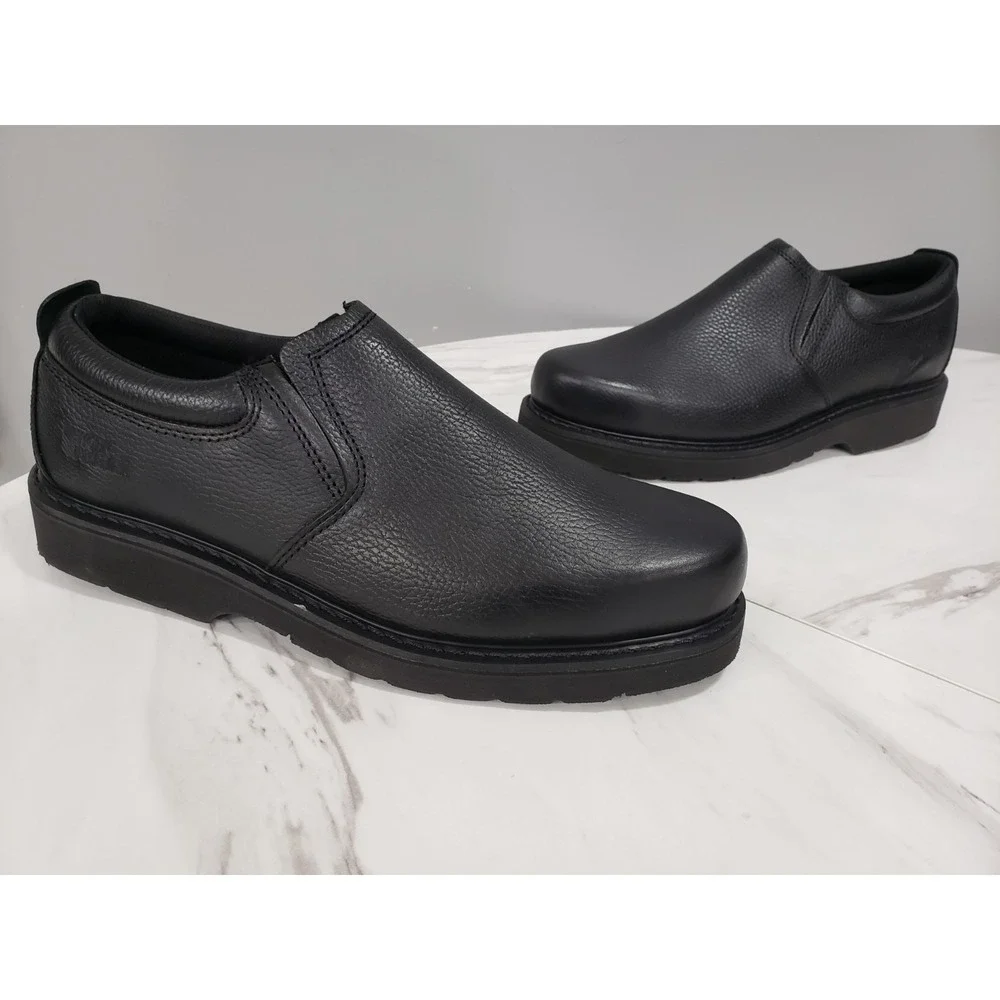Responder Work America Men's Black Leather Upper Slip On Work Shoes Size 13 WIDE